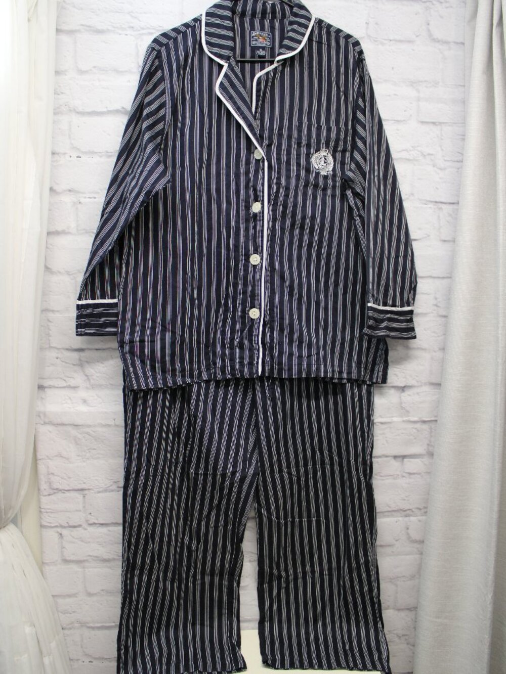 American Living XL Blue Striped Button Front Pj Set Preppy Classic Cotton FLAW